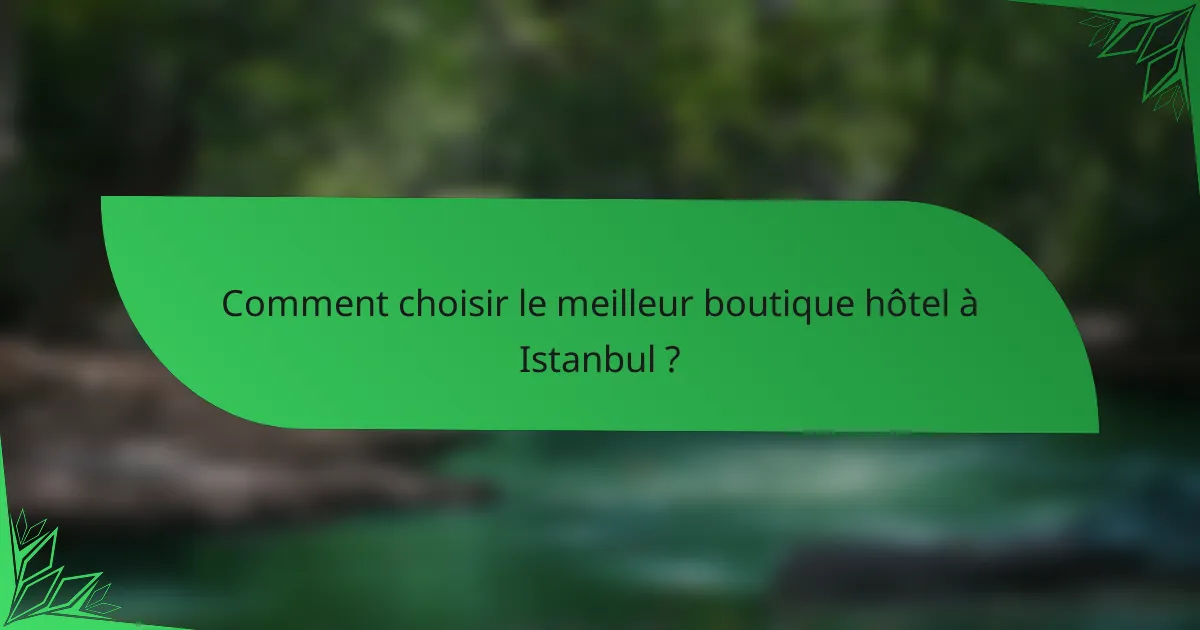 Comment choisir le meilleur boutique hôtel à Istanbul ?