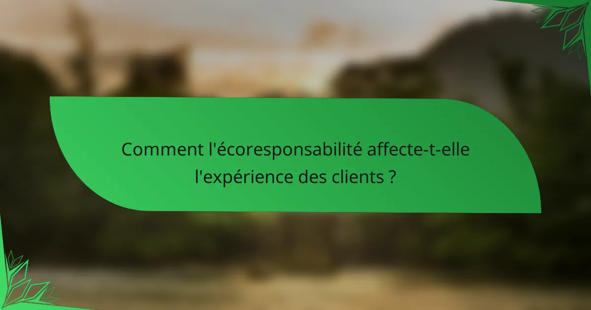 Comment l'écoresponsabilité affecte-t-elle l'expérience des clients ?