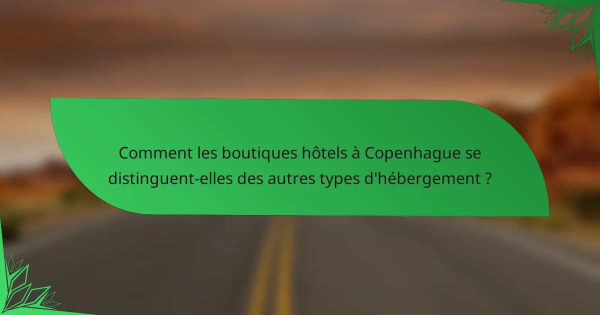 Comment les boutiques hôtels à Copenhague se distinguent-elles des autres types d'hébergement ?