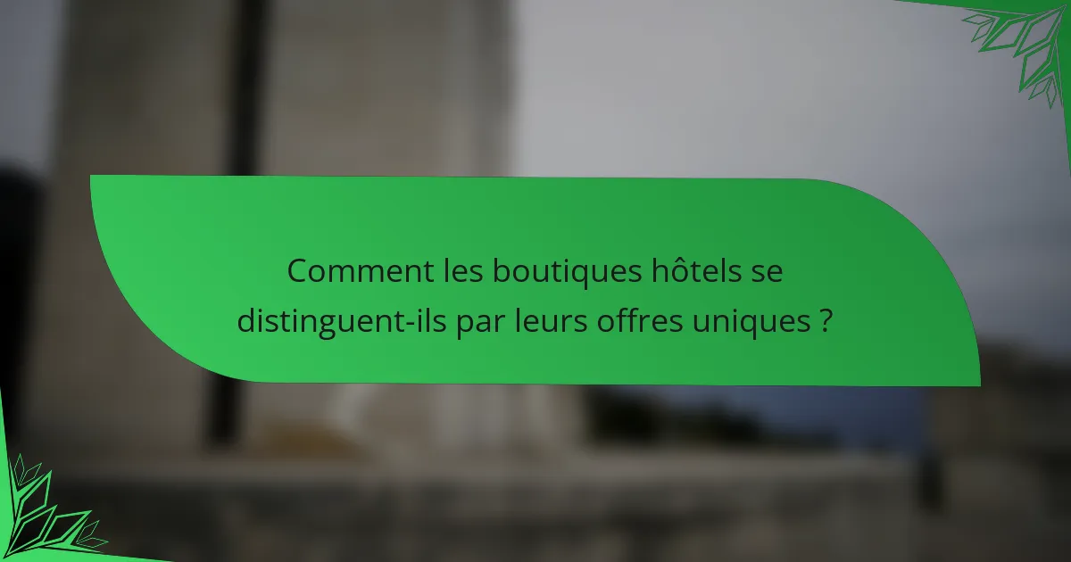 Comment les boutiques hôtels se distinguent-ils par leurs offres uniques ?