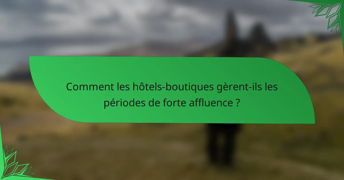Comment les hôtels-boutiques gèrent-ils les périodes de forte affluence ?