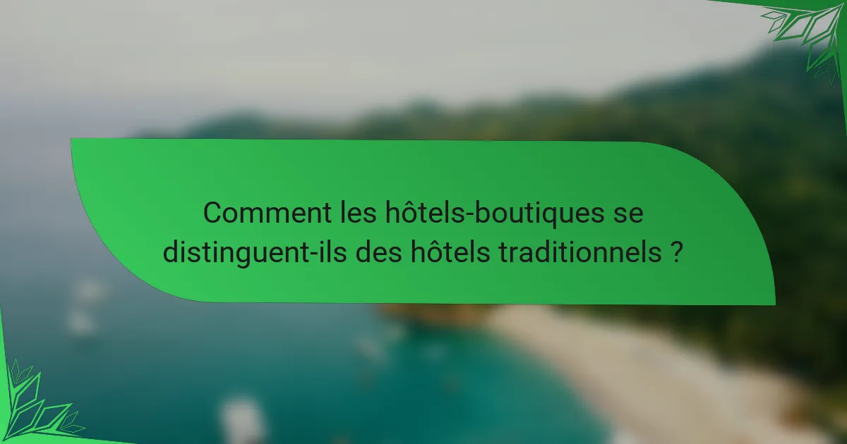 Comment les hôtels-boutiques se distinguent-ils des hôtels traditionnels ?