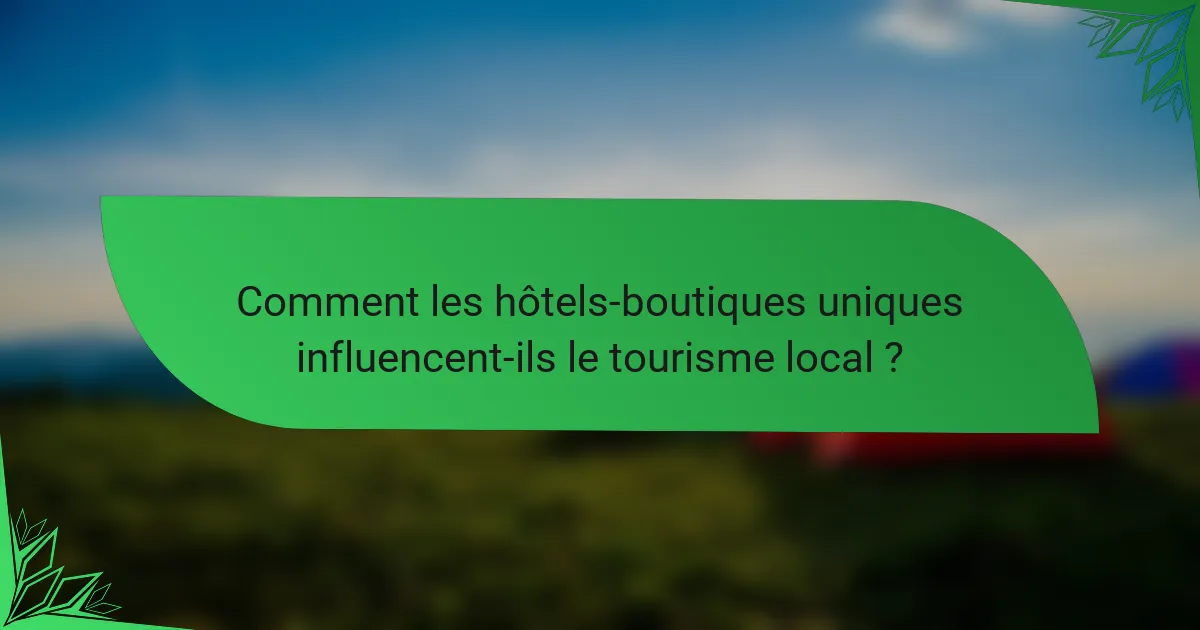 Comment les hôtels-boutiques uniques influencent-ils le tourisme local ?