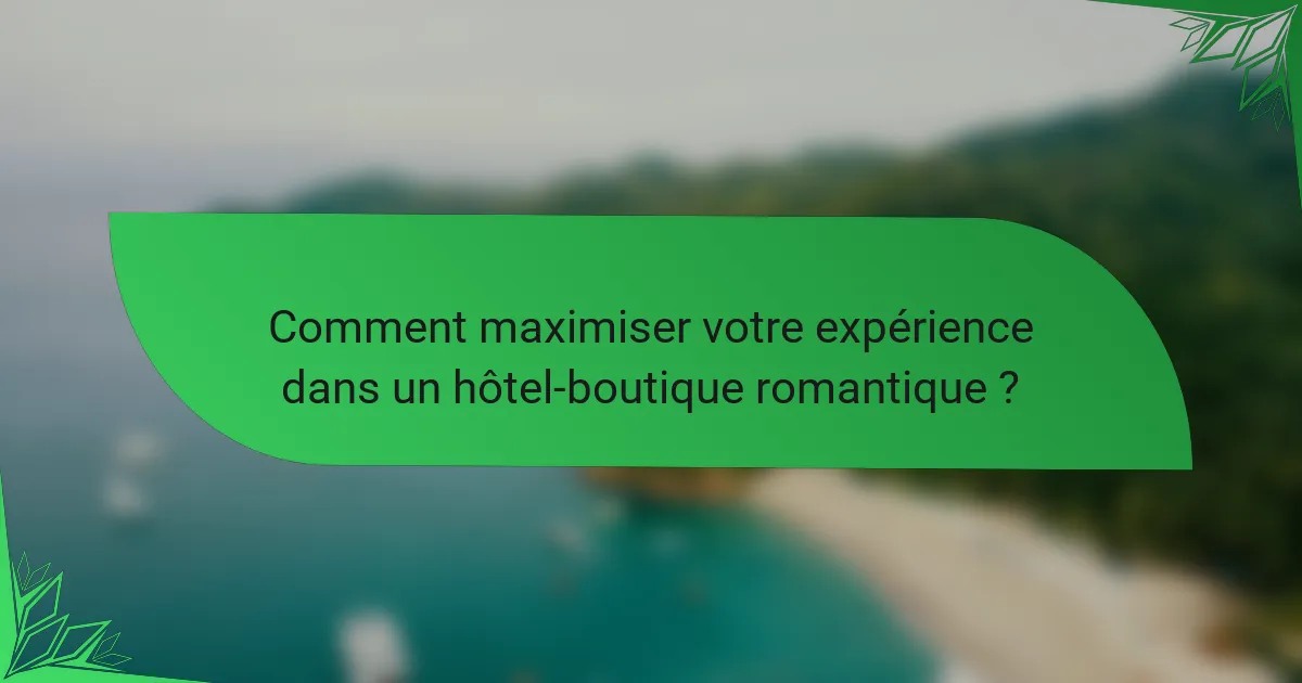 Comment maximiser votre expérience dans un hôtel-boutique romantique ?