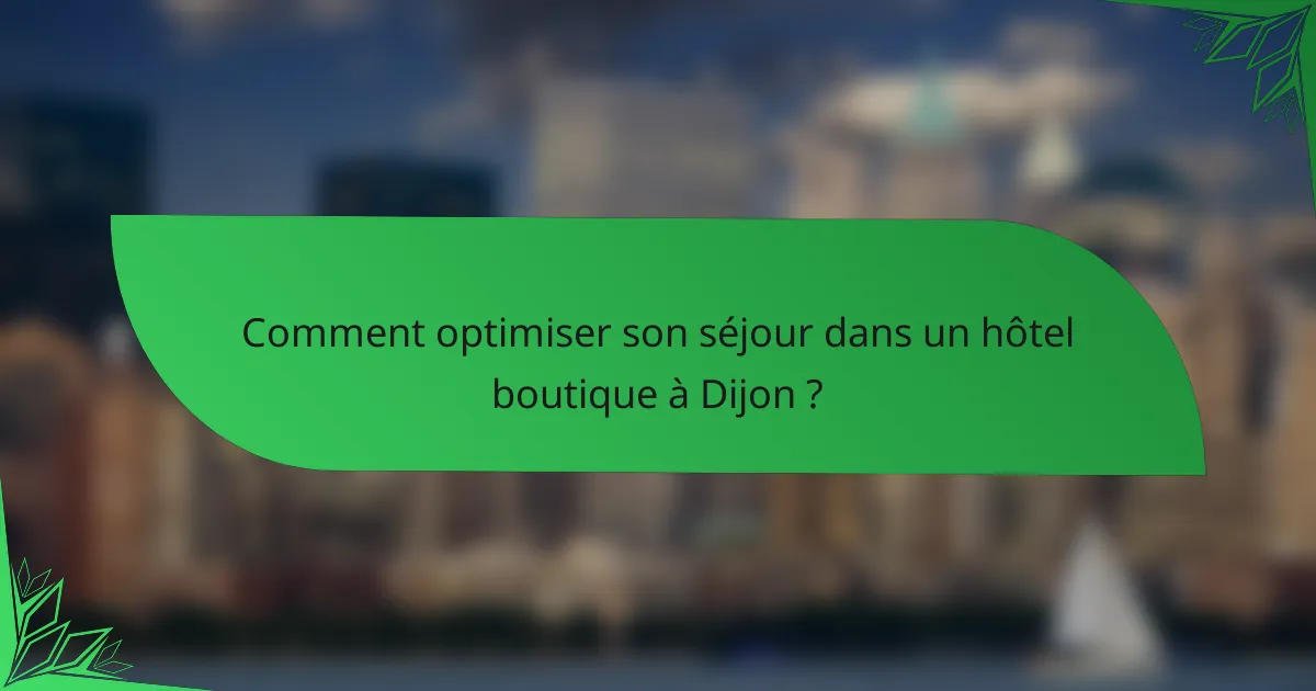 Comment optimiser son séjour dans un hôtel boutique à Dijon ?