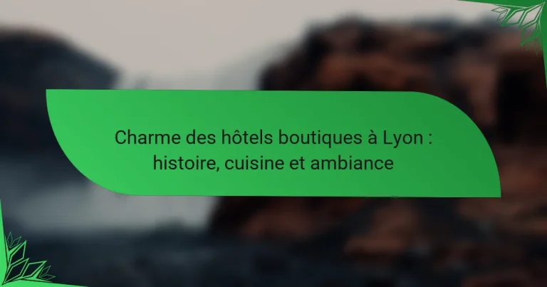 Charme des hôtels boutiques à Lyon : histoire, cuisine et ambiance