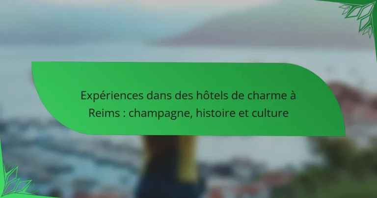 Expériences dans des hôtels de charme à Reims : champagne, histoire et culture