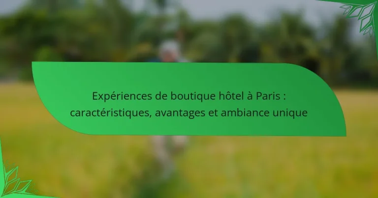 Expériences de boutique hôtel à Paris : caractéristiques, avantages et ambiance unique