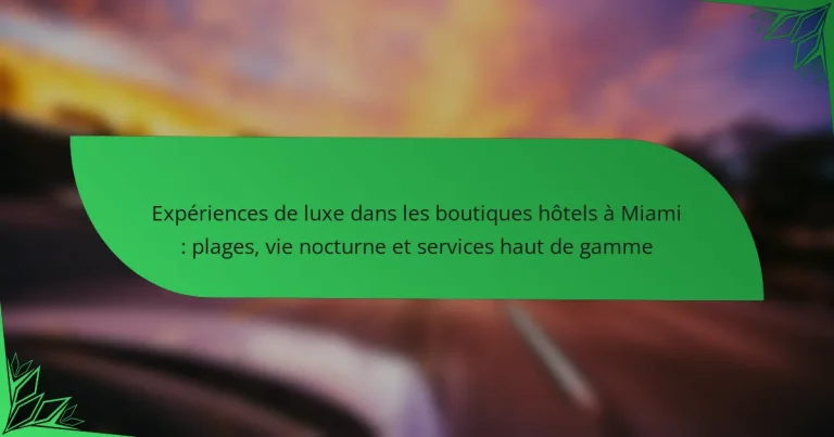 Expériences de luxe dans les boutiques hôtels à Miami : plages, vie nocturne et services haut de gamme
