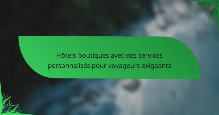 Hôtels-boutiques avec des services personnalisés pour voyageurs exigeants