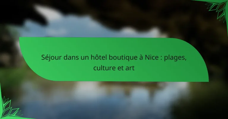 Séjour dans un hôtel boutique à Nice : plages, culture et art