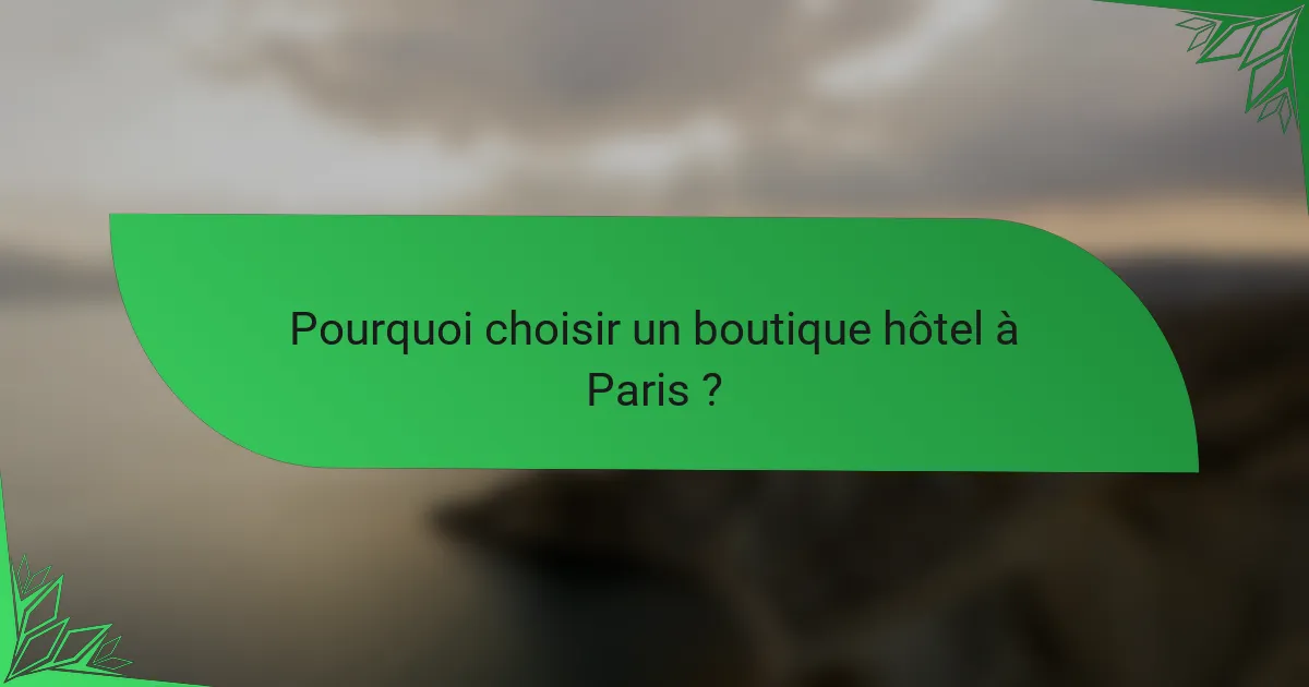 Pourquoi choisir un boutique hôtel à Paris ?