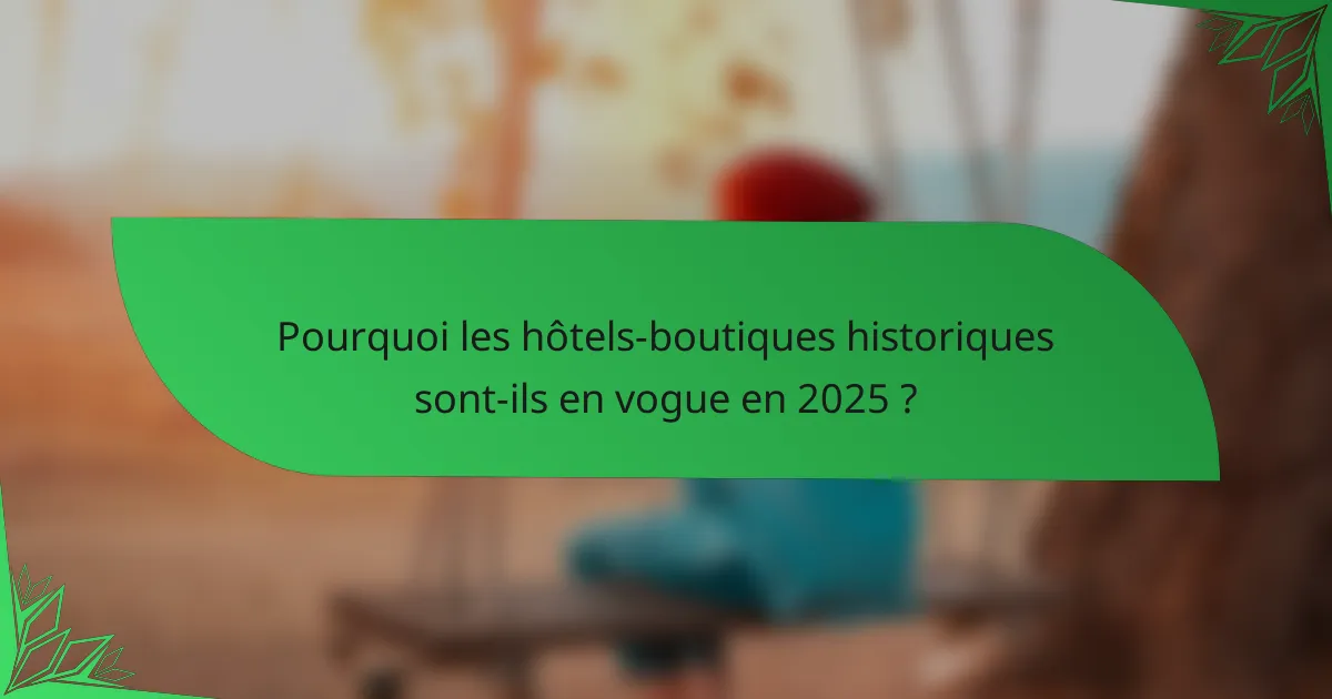 Pourquoi les hôtels-boutiques historiques sont-ils en vogue en 2025 ?