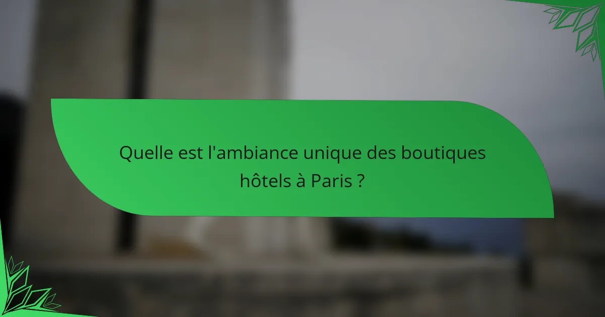 Quelle est l'ambiance unique des boutiques hôtels à Paris ?