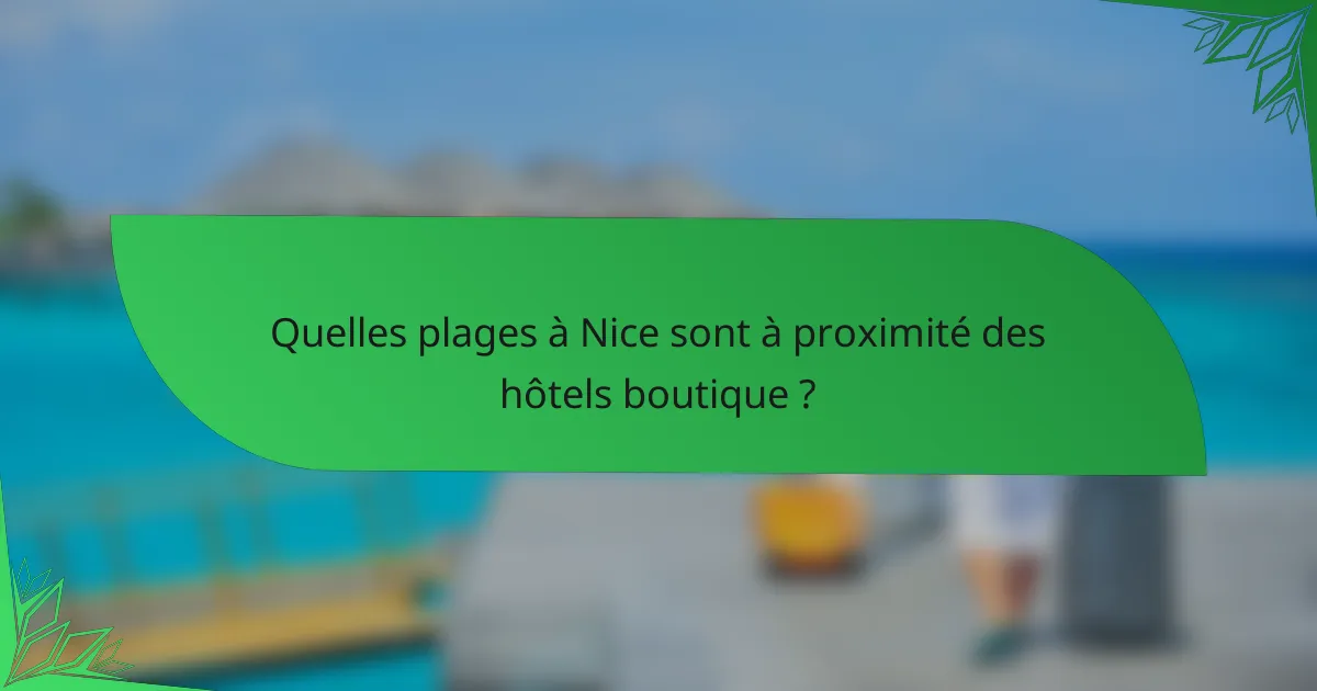 Quelles plages à Nice sont à proximité des hôtels boutique ?