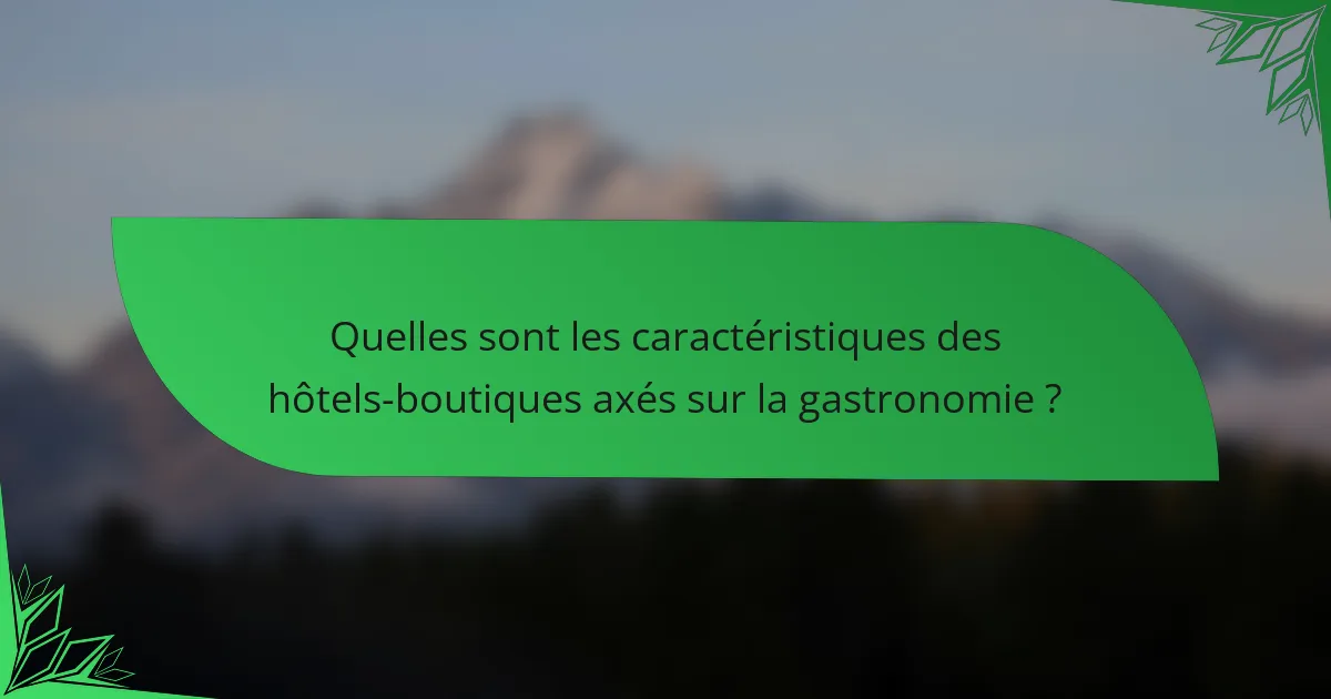 Quelles sont les caractéristiques des hôtels-boutiques axés sur la gastronomie ?