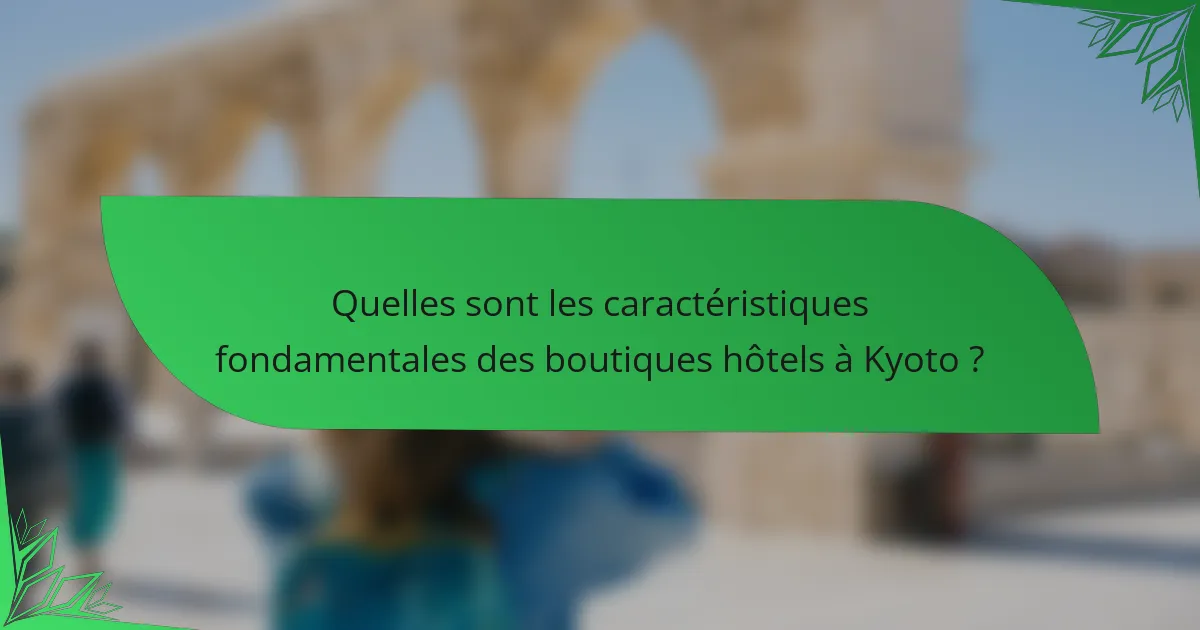 Quelles sont les caractéristiques fondamentales des boutiques hôtels à Kyoto ?