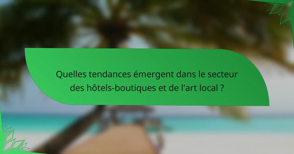 Quelles tendances émergent dans le secteur des hôtels-boutiques et de l'art local ?