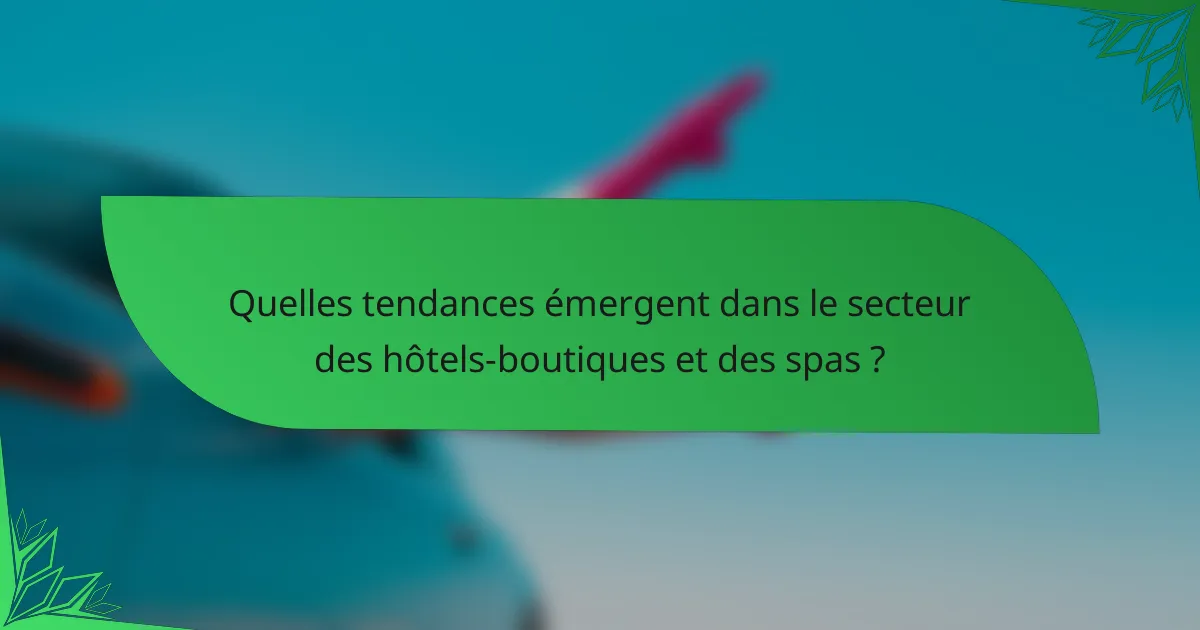 Quelles tendances émergent dans le secteur des hôtels-boutiques et des spas ?