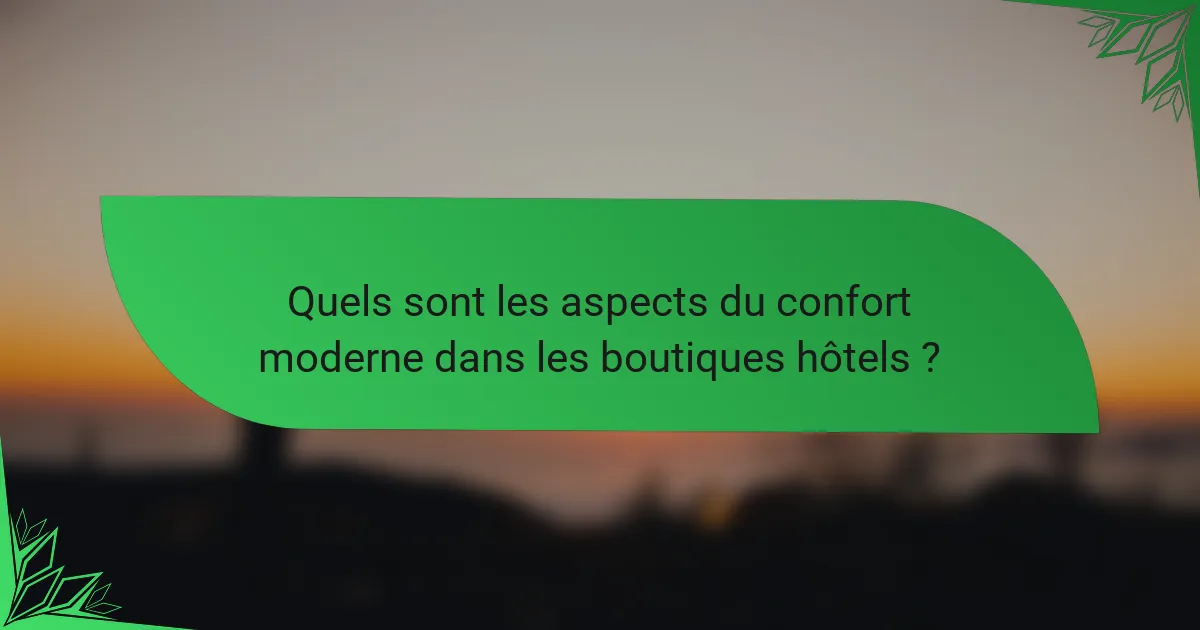 Quels sont les aspects du confort moderne dans les boutiques hôtels ?