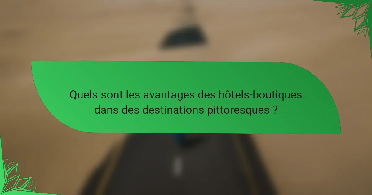 Quels sont les avantages des hôtels-boutiques dans des destinations pittoresques ?