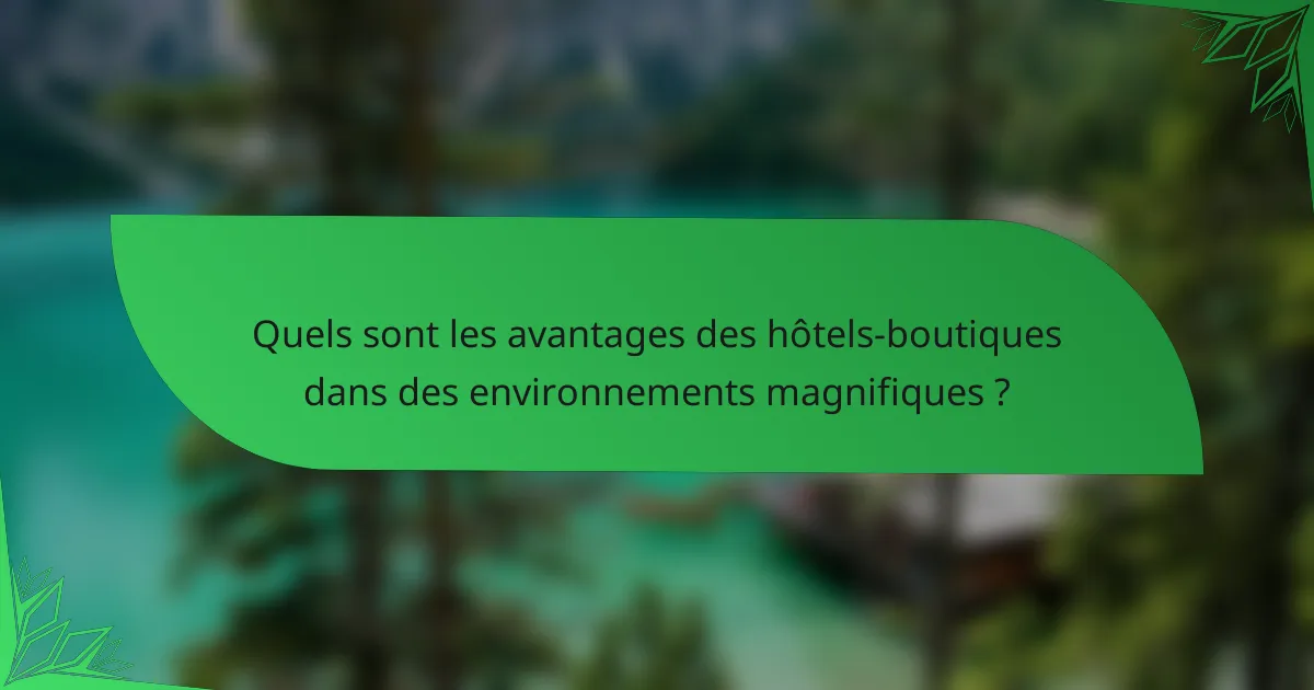 Quels sont les avantages des hôtels-boutiques dans des environnements magnifiques ?