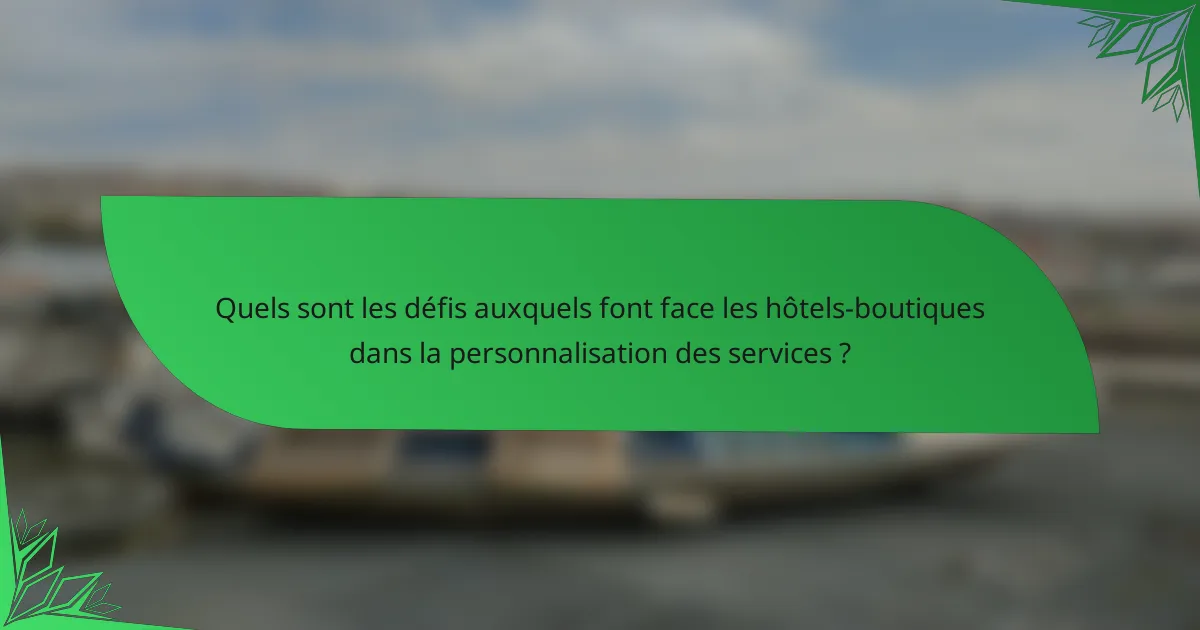 Quels sont les défis auxquels font face les hôtels-boutiques dans la personnalisation des services ?