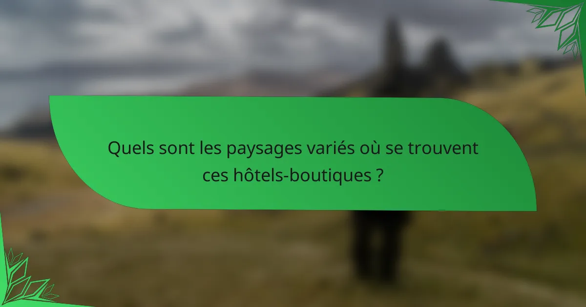 Quels sont les paysages variés où se trouvent ces hôtels-boutiques ?