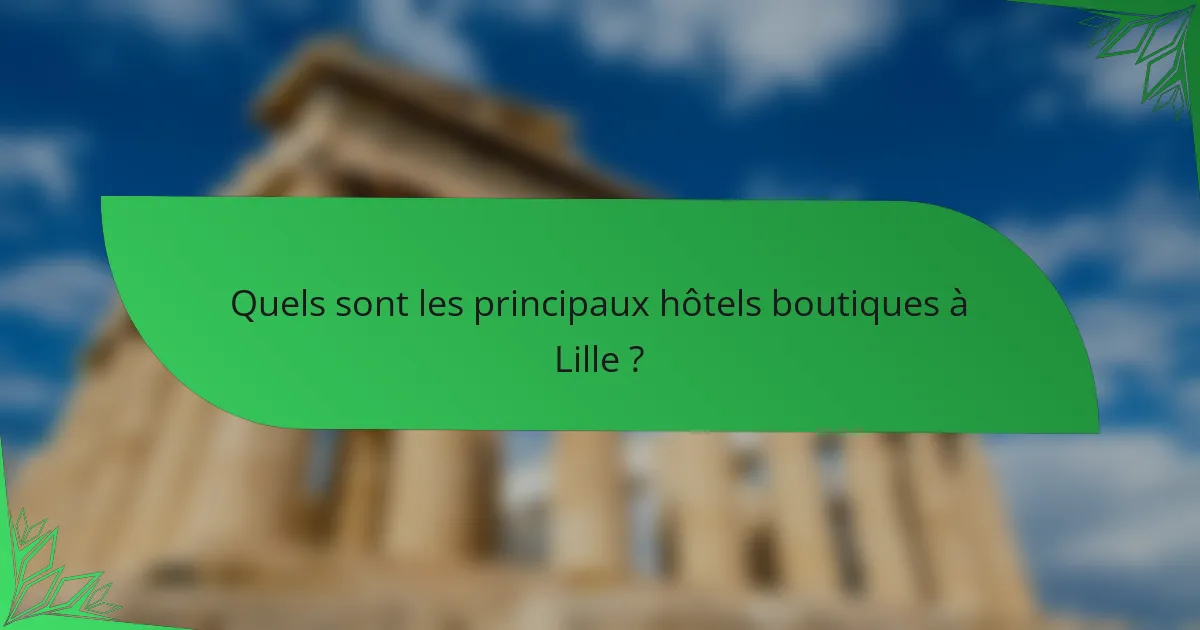 Quels sont les principaux hôtels boutiques à Lille ?
