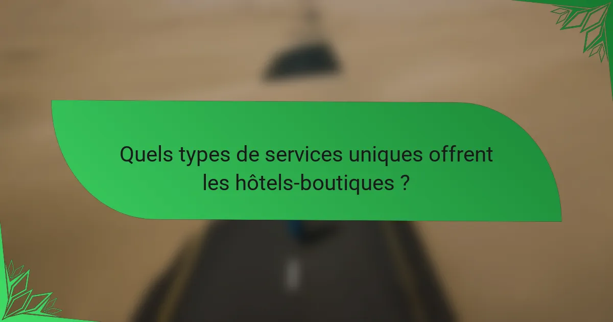 Quels types de services uniques offrent les hôtels-boutiques ?